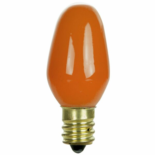 Sunlite 7C7 Incandescent Bulb, 7W, Candelabra E12 Base, C7 Small Night Light, Colored Bulb, Orange, 25PK 01270-SU